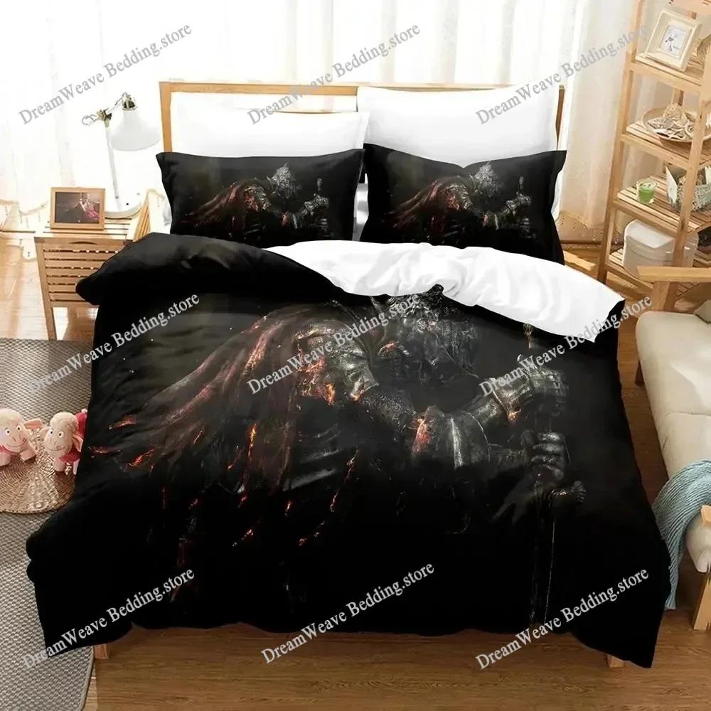 Gra Dark Souls Zestaw Pościeli Poszwa na Kołdrę Zestaw na Łóżko Poszwa na Kołdrę Poszewka na Poduszkę Kołdra King Queen Size Chłopcy Dorośli Zestaw Pościeli