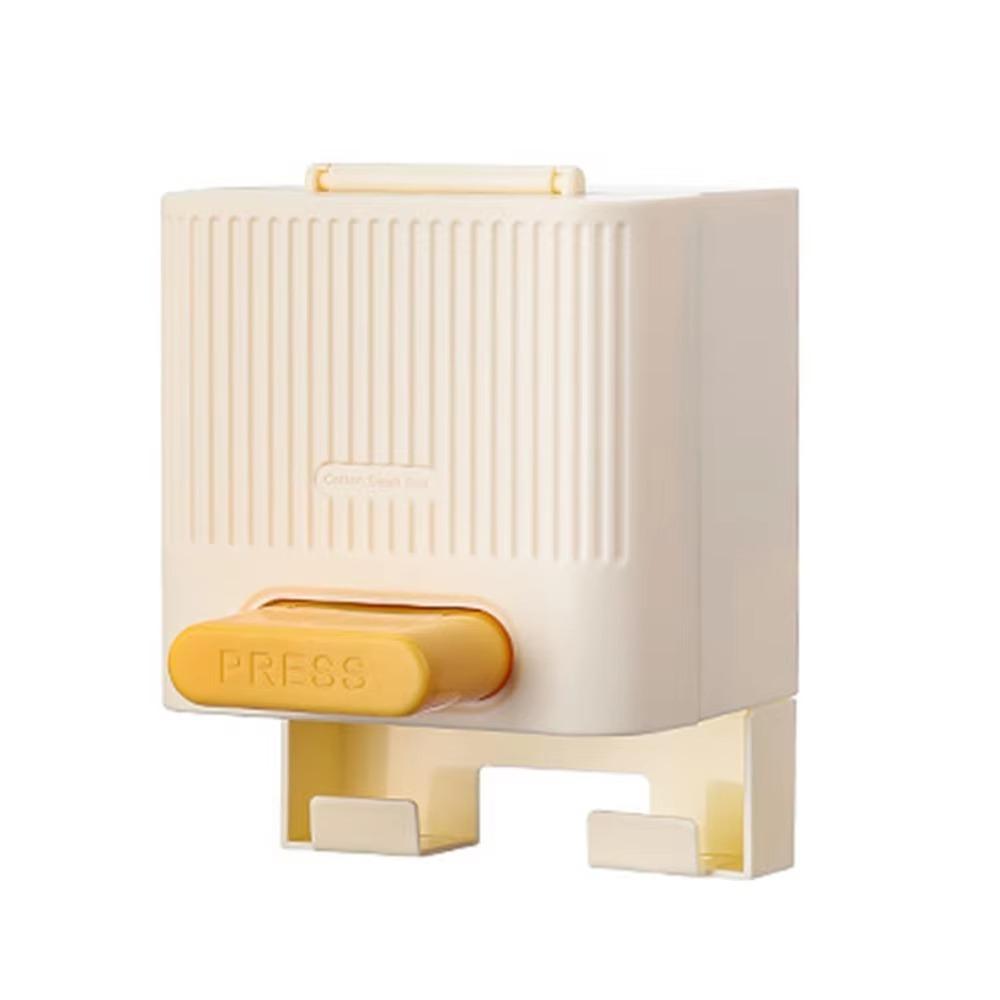 Dustproof Lid Press Cotton Swab Box Wall-mounted Press Type Cotton Swab Container Space-saving Easy Installation