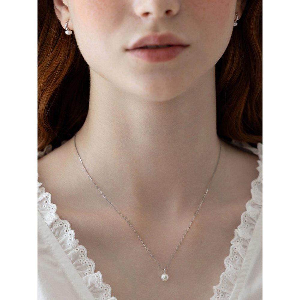 (925 Silver) One-Point Freshwater Pearl Pendant Necklace Nz2494