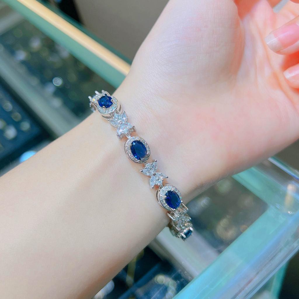 Luxury Royal Sapphire Bracelet Celebrity Banquet Daily Dating Gathering Sisters Afternoon Tea Red Diamond Treasure Bracelet