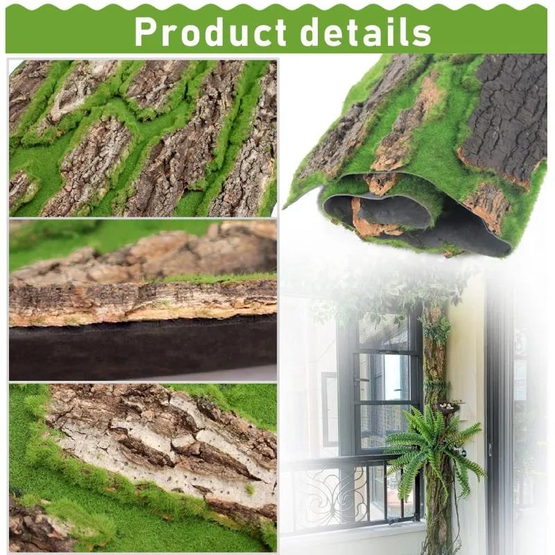 Wall Artificial Tree Bark Simulation Natural Fake Moss Plant Bark Pipe Pillar Cork Cover Balcon  Garden Decor Outdoor Decoration