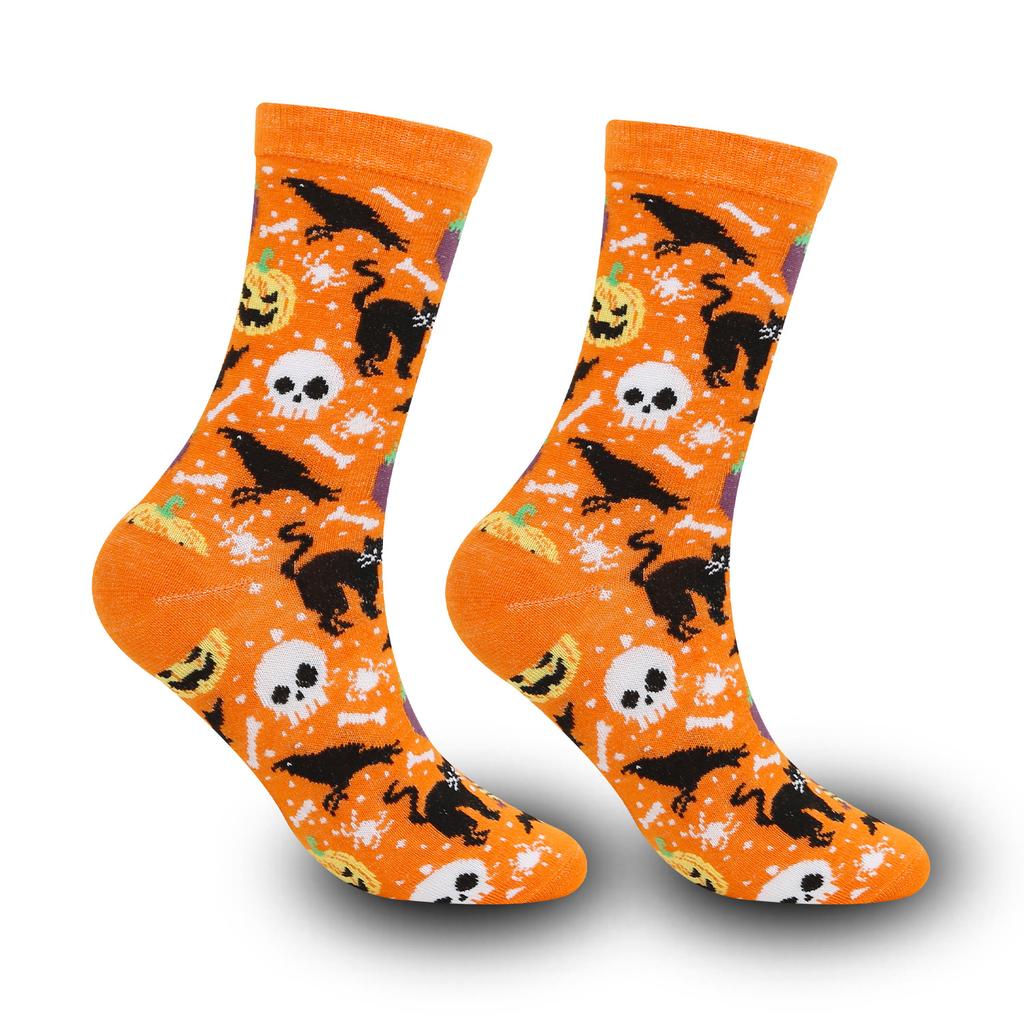 Halloween Casual Women Socks Creative Cosplay Hip Hop Novelty Harajuku Bone Spider Web Male Skateboard Couple Long Socks