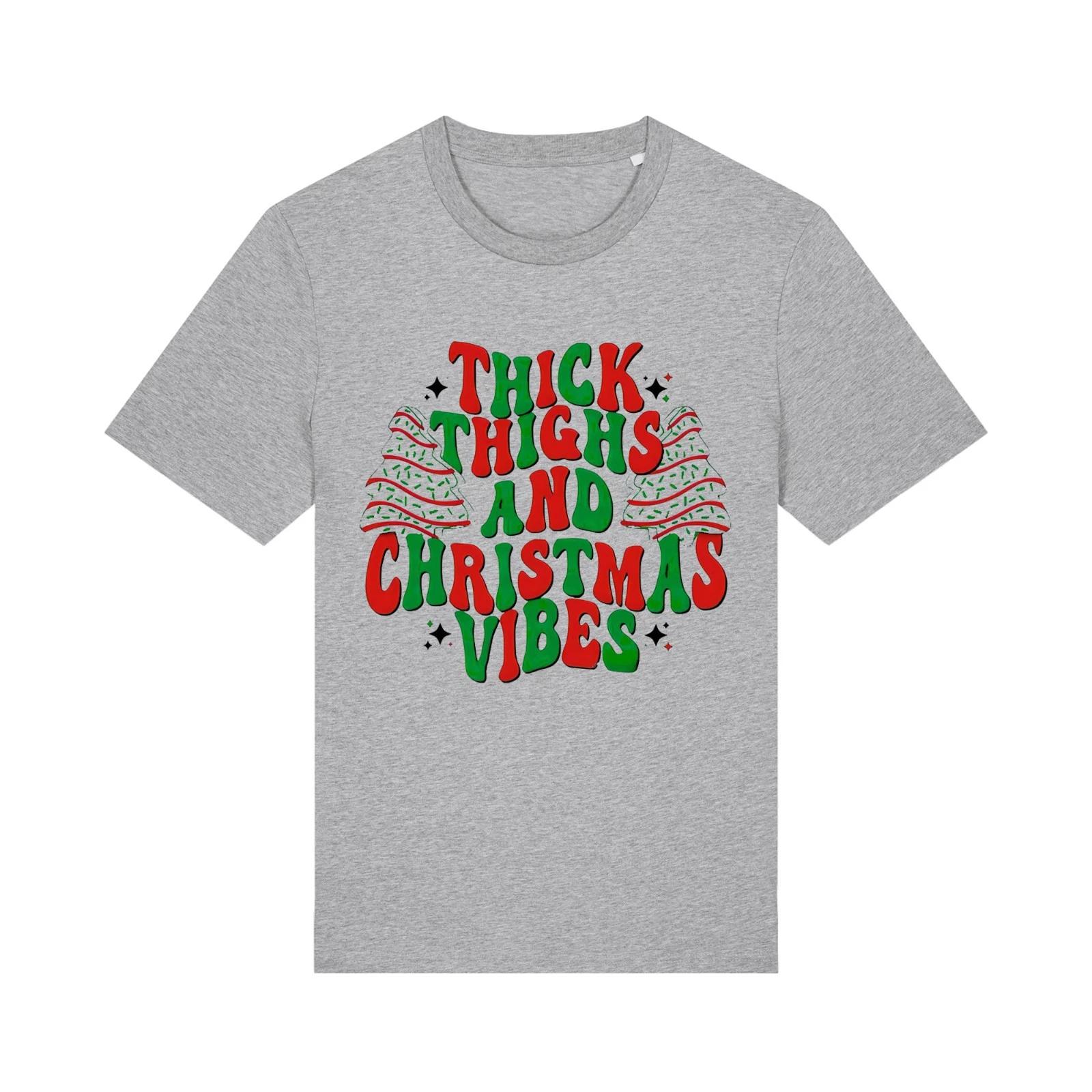 Thick Thighs & Christmas Vibes - Unisex T-Shirt Secret Santa Christmas Present S