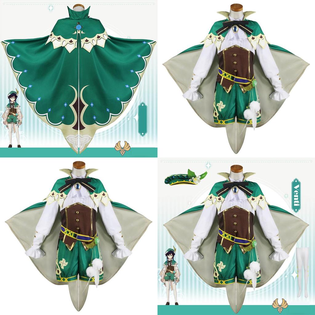 Luxuriöses Genshin Impact Venti Cosplay Kostüm für Damen Perfekt für Halloween-Partys