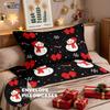 3Pcs Cartoon Christmas Snowman Print Coreless Bedding Multi Size Bedroom Dormitory Duvet Covers Soft Machine Washable Decoration