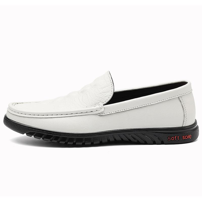 

Fashion New Simple Atmospheric Crocodile Skin Pattern Fashion Round Head Men Anti Slip Casual Comfortable Multiple Colors Bean Shoes 45 белый