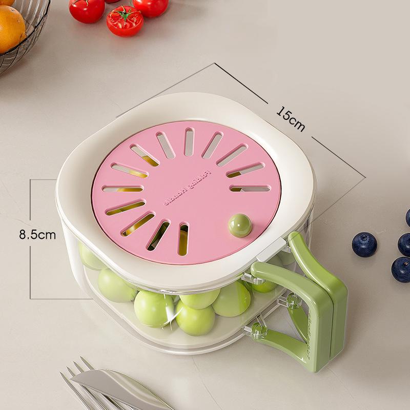 Cute 2in1 Drain Basket with Lid Household Telescopic Water Filter Fruit Vegetable Drainer Large Container with Foldable Handle