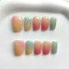 10Pcs Electroplated Colorful Cat Eye Glass Short Round Square Head Press On Nails Versatile False Nail Tips For Women