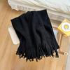 Korean Style Knitted Woolen Scarf for Women Winter New Solid Color White Student Long Warm Scarf High End