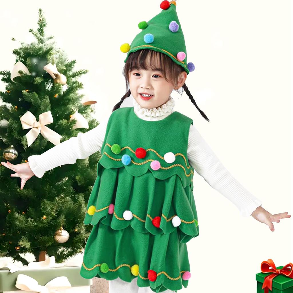 TUAHOUS Christmas Tree Cosplay Christmas Cute Santa Costume for Santa Cosplay for Girls and Santa Claus Costume with Perfect for Christmas School and