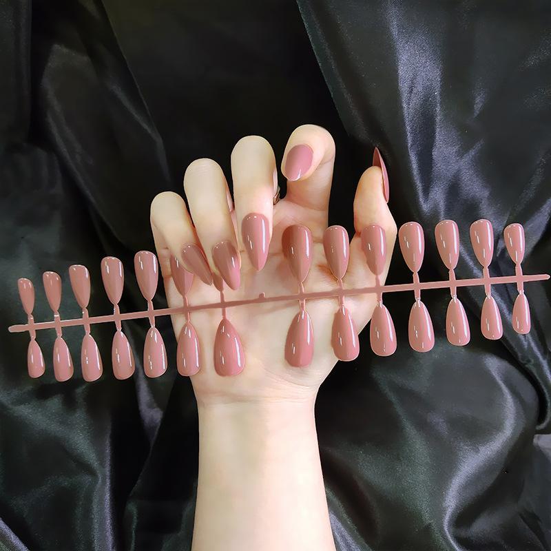 

24 шт./компл. DIY быстрые ногти однотонные глянцевые длинные капли воды накладные ногти разноцветные полоски готовый маникюр