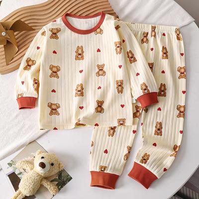 Kinder Jungen Mädchen Warmer Pyjama Niedlicher Cartoon Langarm T-Shirt + Hose Kleinkind Baby Herbst Unterwäsche Kleidungssets
