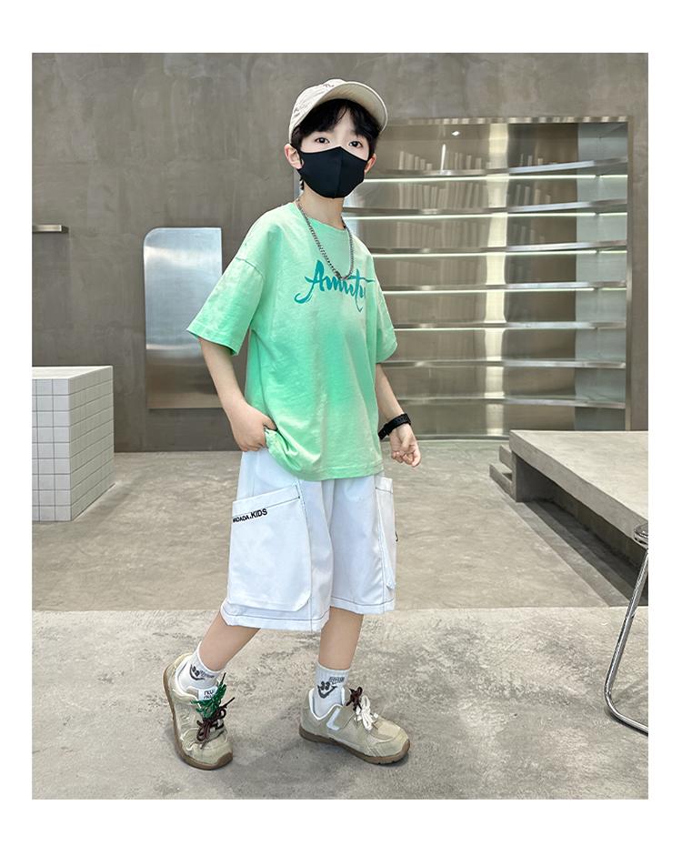 Boys' Summer Outfit Set 2026 New Trendy Children's Summer Tie Dye Gradient Short Sleeved Two-piece Set for Boys' Handsome Children's Clothing
