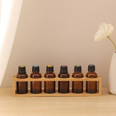 Suporte de armazenamento de óleos essenciais de madeira com 5/6 furos para garrafas de 30 ml Suporte de mesa para exibição de garrafas de aromaterapia