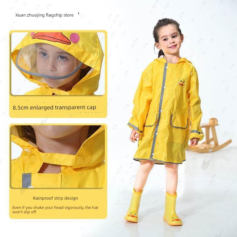 Kinderregenschutz Baby-Regenmantel Jungen Mädchen Kindergarten-Regenponcho Grundschüler Cartoon-Regenmantel mit Rucksack Weltraum und großem Schirm