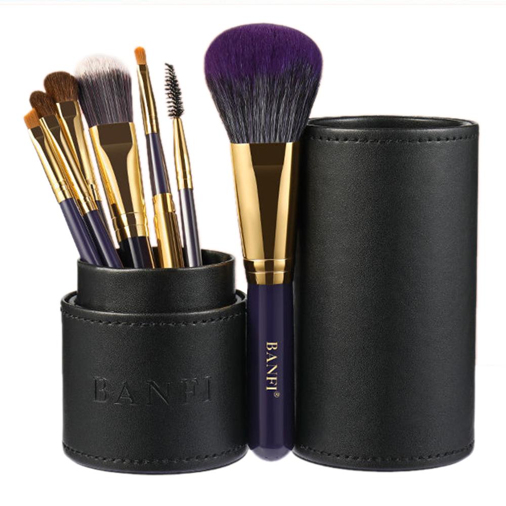 BANFI 7Pcs Eyeshadow Foundation Lip Makeup Brush Set with Cylindrical Box C