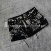 Mini Saia Jeans Bodycon de Cintura Alta Feminina Y2K Streetwear Vintage Lavado Estrela Corrente de Strass Decoração Bainha Irregular Desfiada