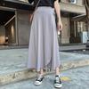 Summer Elegant Stain Women A-Line Long Skirts Side Split High Waist Fashionable Umbrella Beach Female Skirts