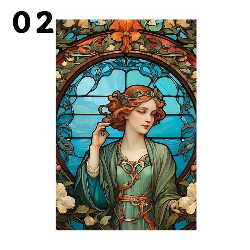 

Retro Stained Glass Film Translucent Hotel Club Colorful Self-Adhesive Window Sticker Home Porch Bathroom Decor Art Privacy Film (as the picture,40x100cm)