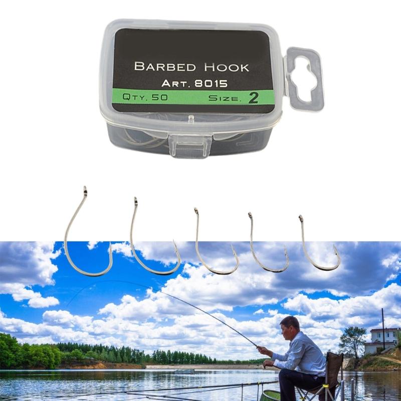 50Pcs Barbed Fishings Hook Replacement Highly Carbon Stainsless Steel Eyed Fishes Hook Rustproof Carp Fishings Hook