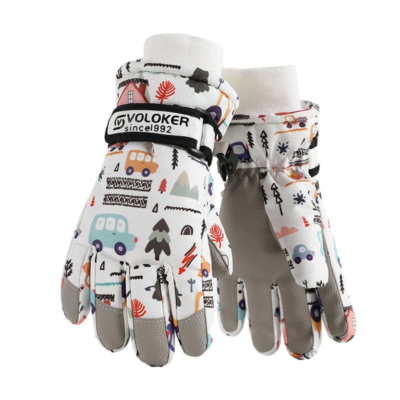 Factory Direct Customizable Gold Taslon Insulated Full Finger Ski Gloves Kids Winter Sports Warm Waterproof