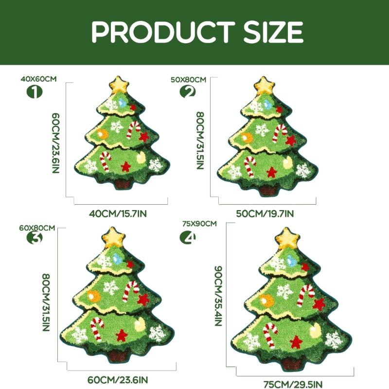 Bath Mat Christmas Tree Bath Rug with Strong Absorbency Slip Resistant Floor Pad Perfectly Keep Floor Dry