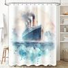 Watercolor Ship Shower Curtain Waterproof Bathroom Decor with Mountains Print for Home Decoration In Bathrooms Kitchens from Hom