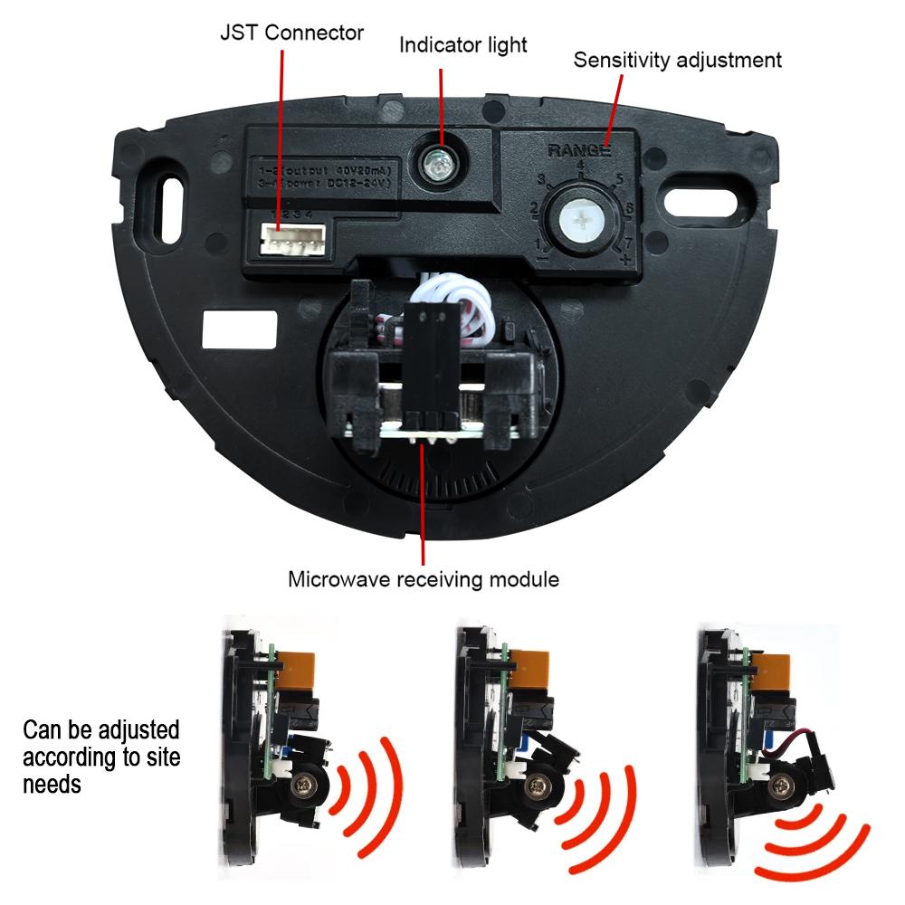 Sensore di movimento a microonde cablato Rilevatore radar DC 12-24V 24.125GHz per porta automatica Azienda di ascensori Supermercato Aeroporto