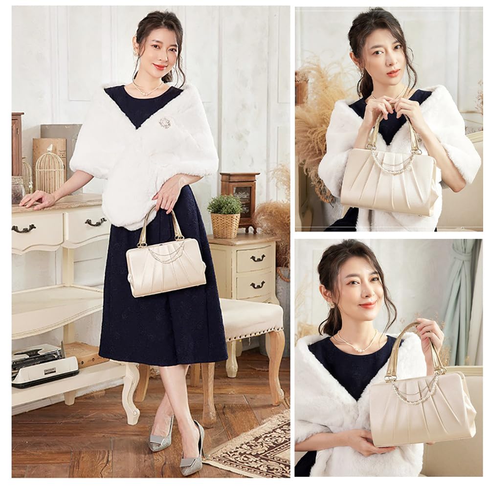 LIKENNY Party Bag, Wedding, Large Lace Handbag, Pearl Bag, Japanese-Style Dinner Bag, for Women, Suitable for Banquets