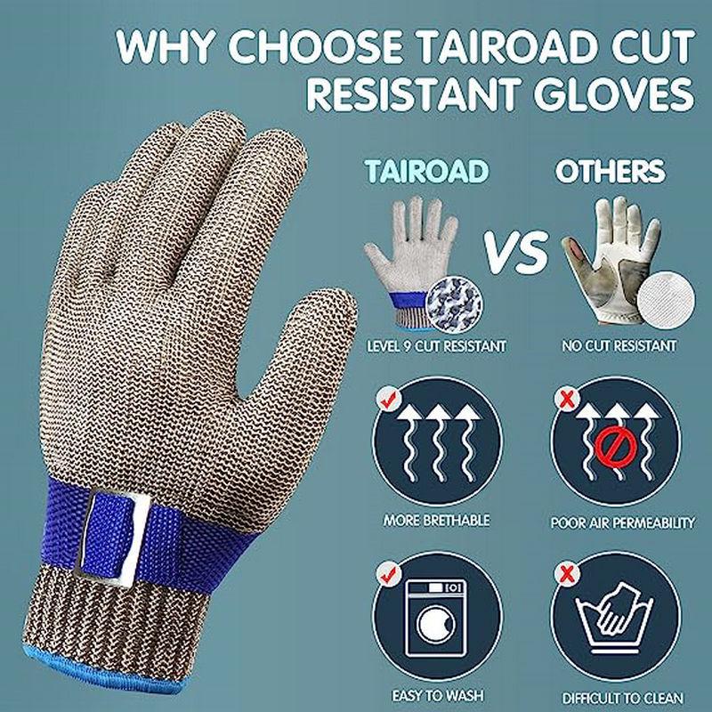 Level 5 Cut-Resistant Kitchen Gloves with Metal Buckle and Steel Wire Protection