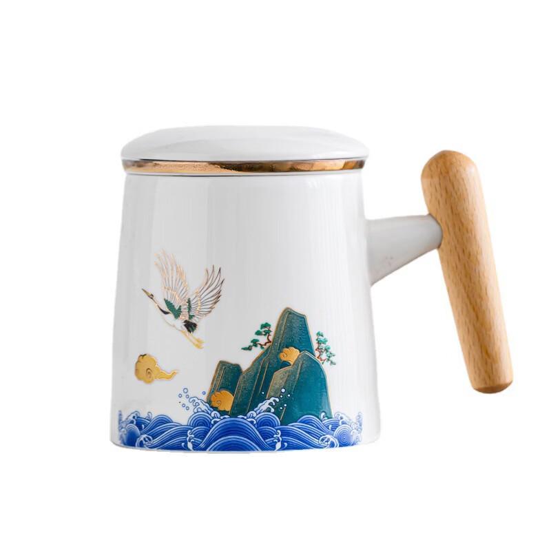 Auspicious Cloud Ceramic Tea Mug with Infuser
