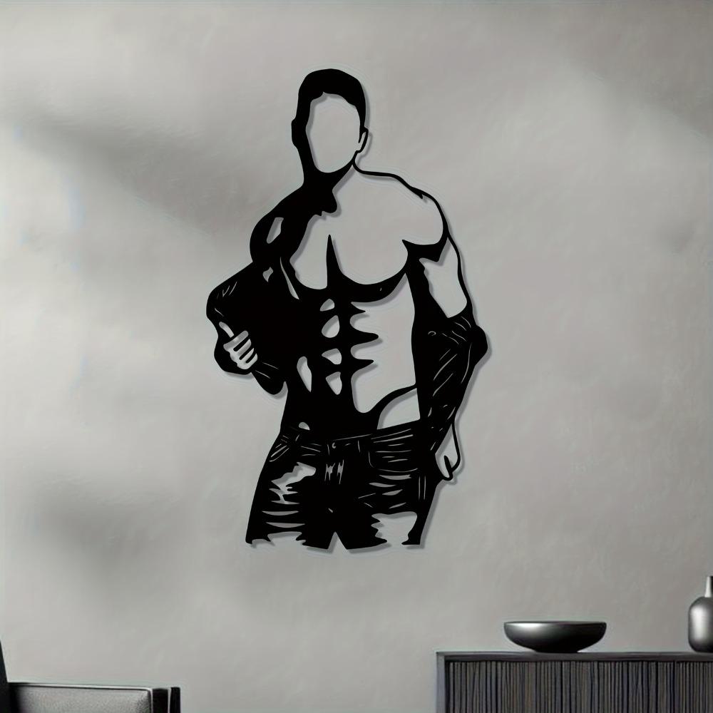 Metal Silhouette Wall Art Weatherproof Iron Sculpture Gym Outdoor Decor Gift
