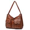 Damen Tasche Vintage Umhängetasche Große Kapazität Multi-Pocket PU Weiches Leder