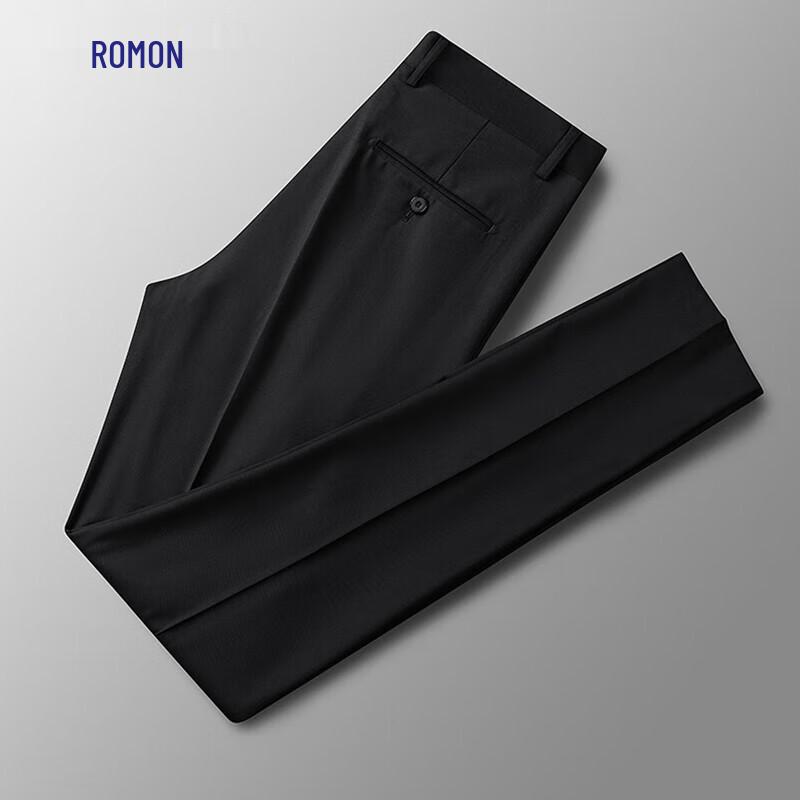Luomeng Men's High-Waist Business Straight-Leg Trousers