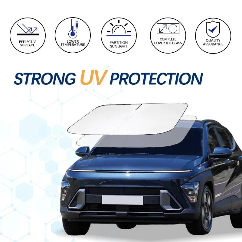 Für Hyundai Kona N Line Kona Folie Windschutzscheibe Sonnenschutz Sonnenschutz Sonnenschild Protector Faltbar Blockiert UV-Strahlen Hält Ihr Auto Kühler