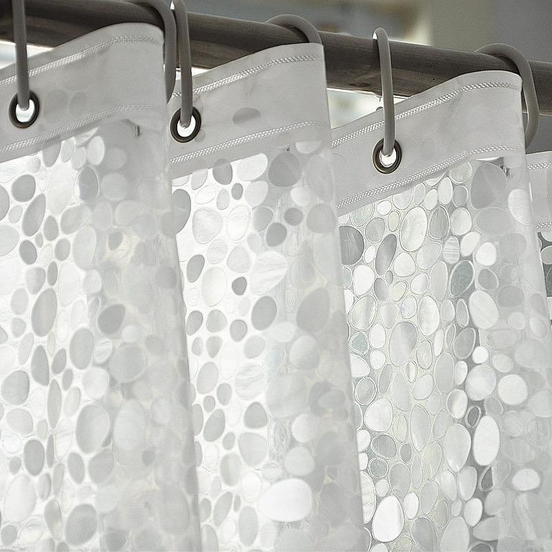 3D Translucent Shower Curtain Waterproof Mildew EVA Bath Curtains Bathroom Curtain with Hooks