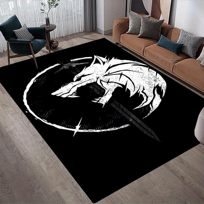 1pc Viking wolf pattern Print, Design Indoor Area Rug - Soft, Anti-Slip, and Durable Gaming Room Decor for Bedroom, Living Room
