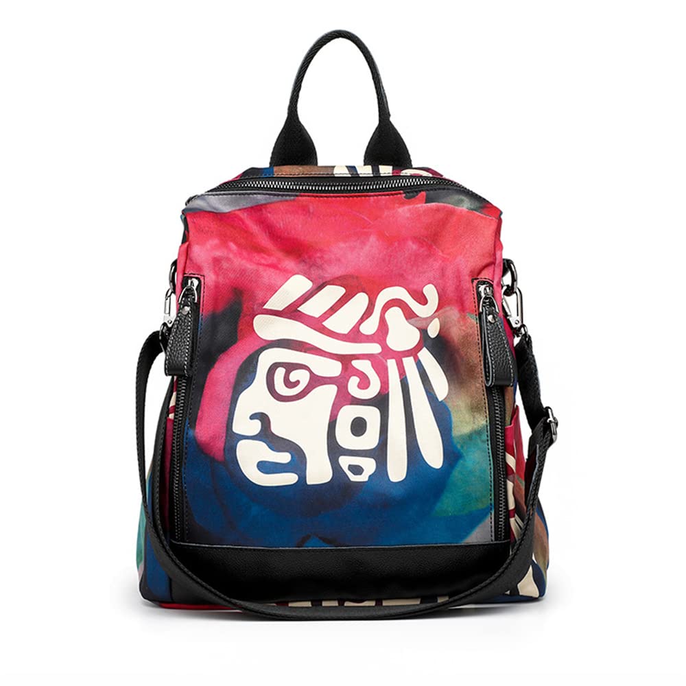 

[INIBULAM] Canvas Backpack, Large Volume 3-Way Backpack, Patterned Shoulder Bag, Outdoor (Head)