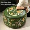 Pouf Otomano com Padrão Boho Design Enchível Abertura Grande Armazenamento Otomano Couro PU Resistente à Água Assento de Chão Almofada