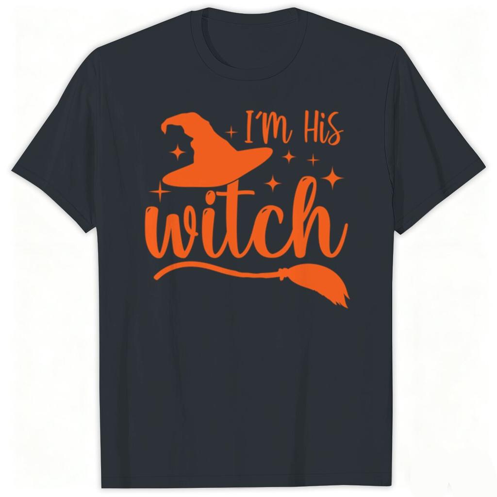 Im His Witch Im Her Boo Matching Couple T Shirts Halloween Ghost Witch Hat Broom Graphic Tees Party Outfit For Unisex Unisex
