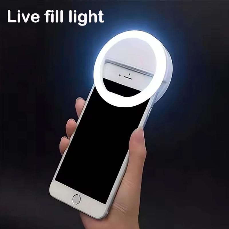 Mini LED Selfie Ring Light USB Rechargeable Portable Clip-On Lamp for Mobile Phone Live Stream Makeup Photography