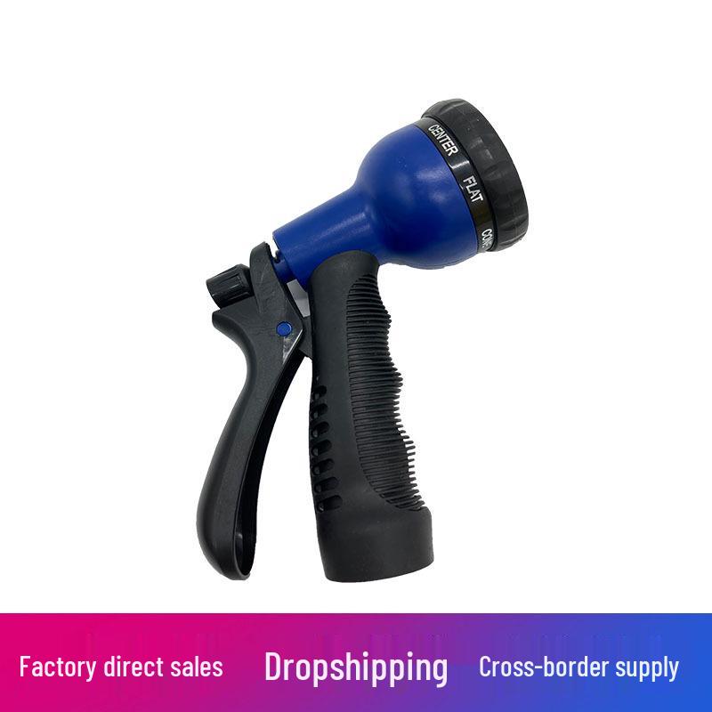 High-Pressure Blue 8-Function Water Gun for Gardening & Car Washing American Thread