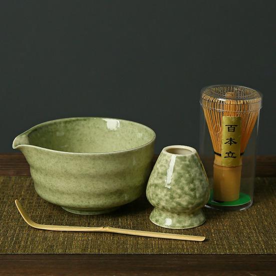 5Pcs Japanese Matcha Tea Set Spout Matcha Bowl Bamboo Whisk And Holder Strainer Scoop Artisanal Matcha Brewing Kit