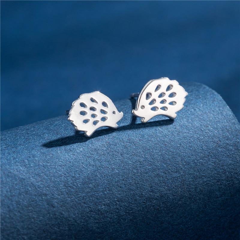 

100% Настоящая стерлинговая медь 925 Модные серьги-пусеты Минималистичные Еж Тигр Пингвин Змея Хрящевые пусеты Гипоаллергенный подарок