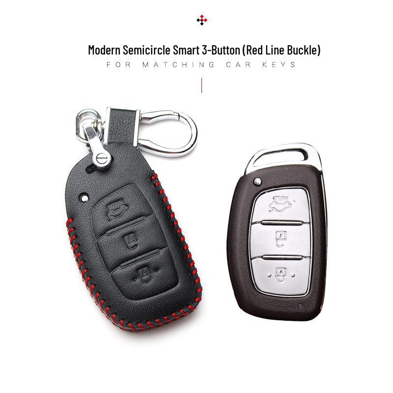 Hyundai Genuine Leather Key Case for Santa Fe, ix35, Mistra, Elantra, Reina, Veloster, Sonata