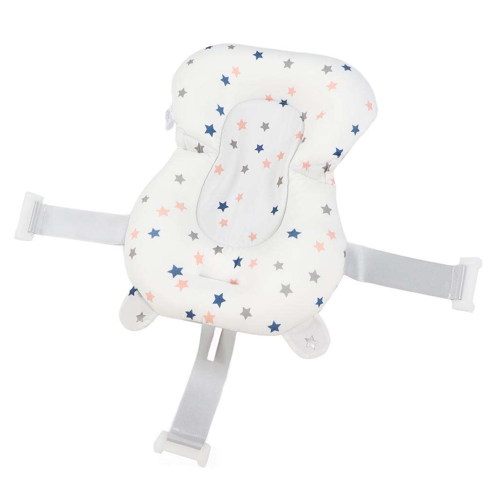 Baby Bath Seat Cushion Floating Safe Foldable Adjustable Infant Bath Supporter For Newborn White Stars