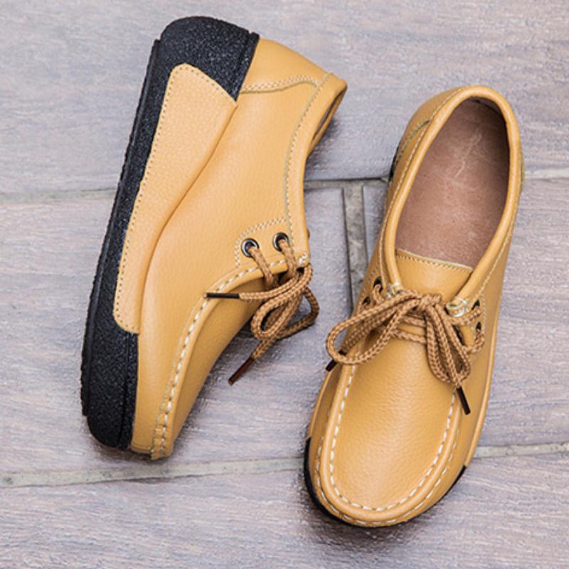 Women Genuine Leather Platform Shoes Winter Plush Walking Shoes 5cm High Wedges Heels Shoes Elegant Warm Mother Shoes
