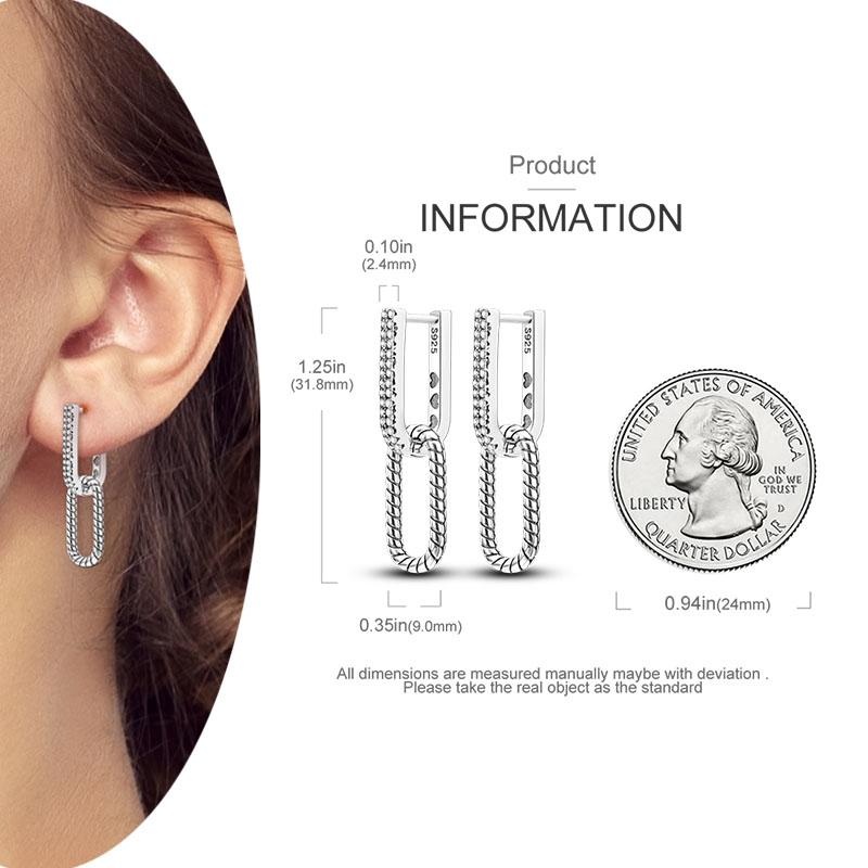 925 Silver Hoop Earrings  For Woman Pendientes Zircon Heart Shape Star Eardrop Original Earring Fashion Jewelry