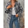 Autumn Winter New Women's Fashion Casual Plaid Colorblock Hooded Shirt Jacket