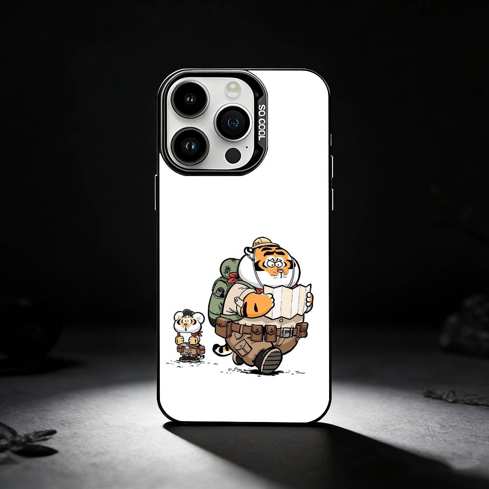 Fat T-Tiger Phone Case For iPhone 17,16,15,14,13,12,11 Plus,Pro Max,XS,Colored silver phone case